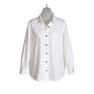 J.Crew White Corduroy Button Down Shirt Jacket Shacket Cotton Pockets‎ Size XXL